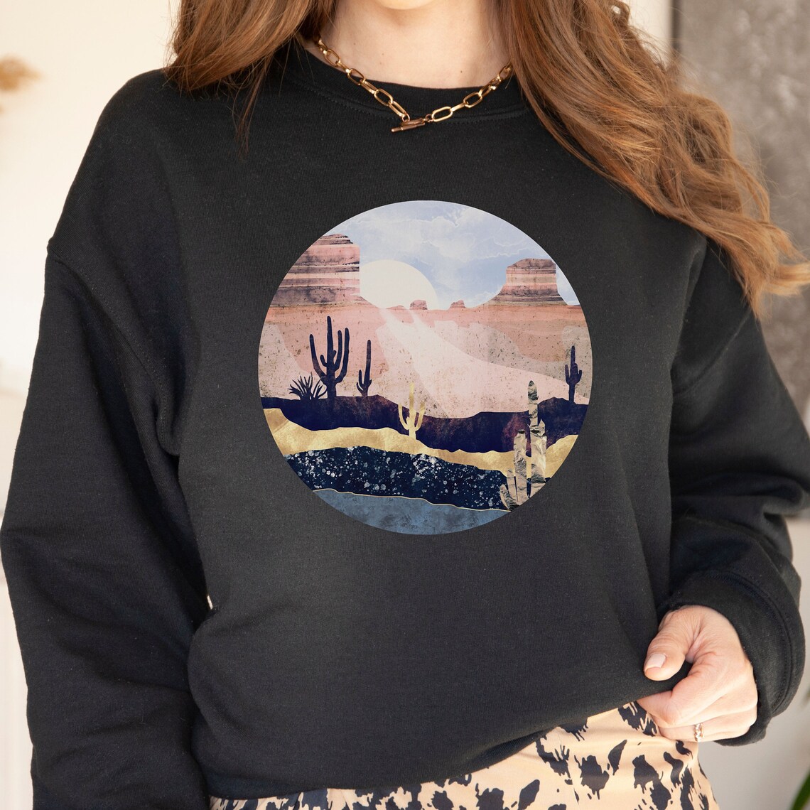 Cactus Scene Sweatshirt, Succulent Shirt, Cactus Shirt, Arizona Shirt, Desert Shirt, Cactus Plants, Adventure Shirt Size SMALL - Image 3